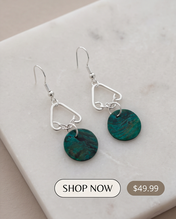 Emerald Tide Silver-Tone Dangle Earrings