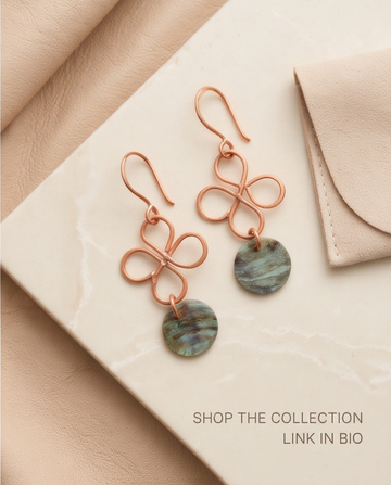 Ocean Bloom Copper-Tone Flower Dangle Earrings