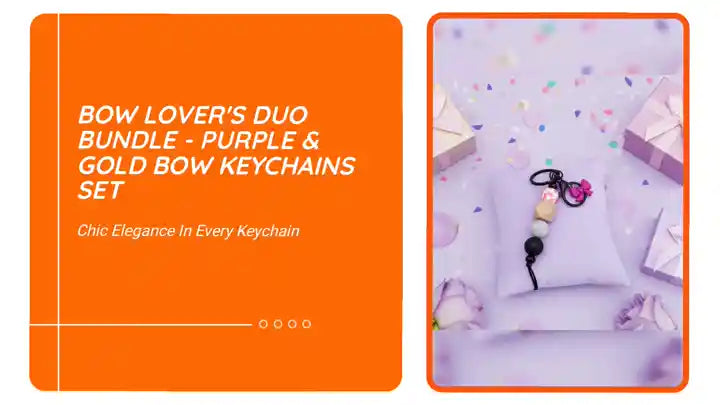 Bow Lovers Duo Bundle - Purple &amp; Gold Bow Keychains 